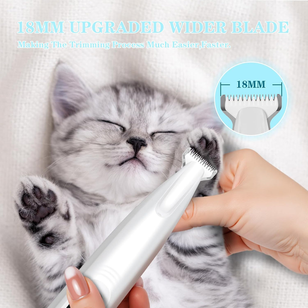 AMNICOOK cordless pet hair clipper displaying the smart LED battery status screen