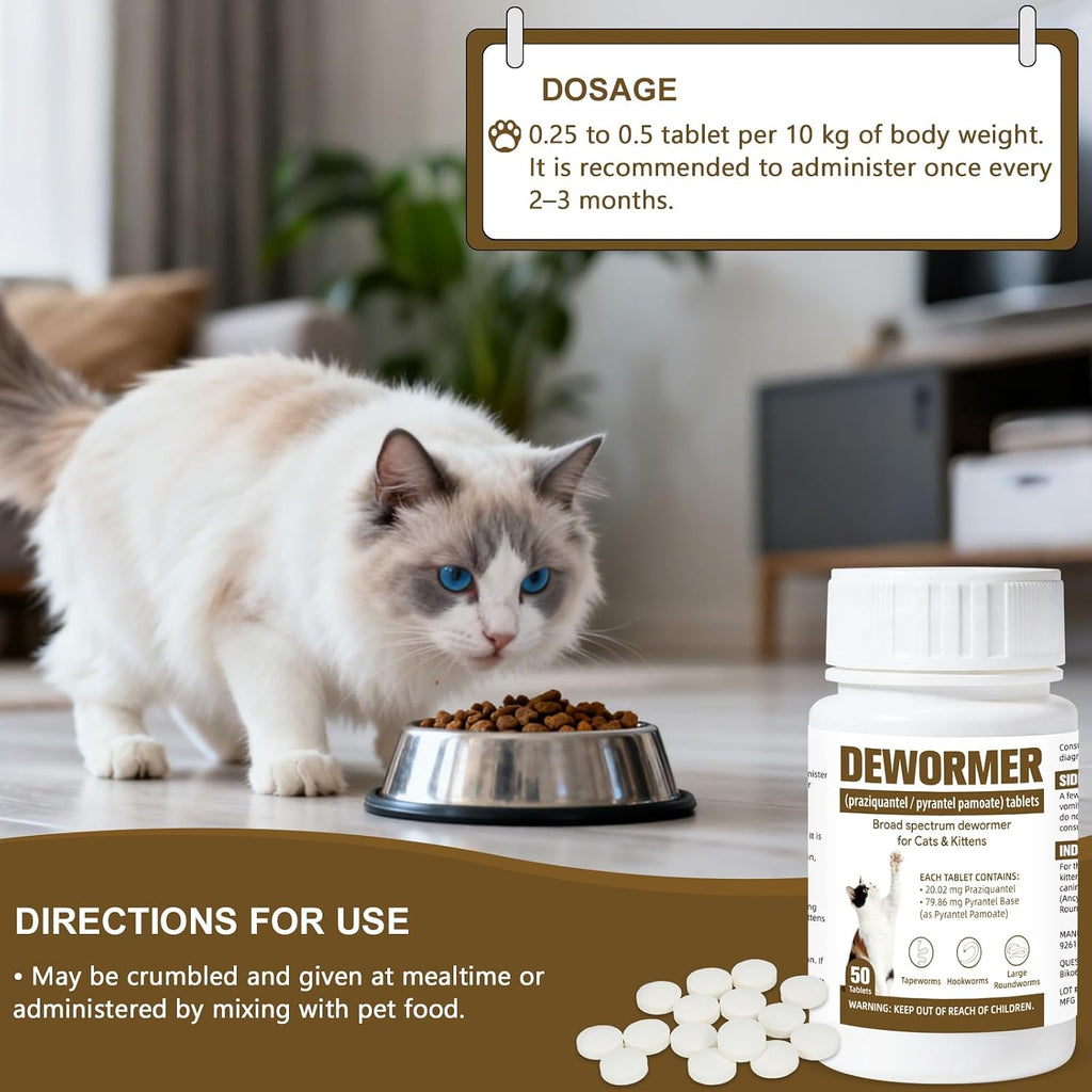 Luxevib dewormer tablets being split easily for administering to a kitten
