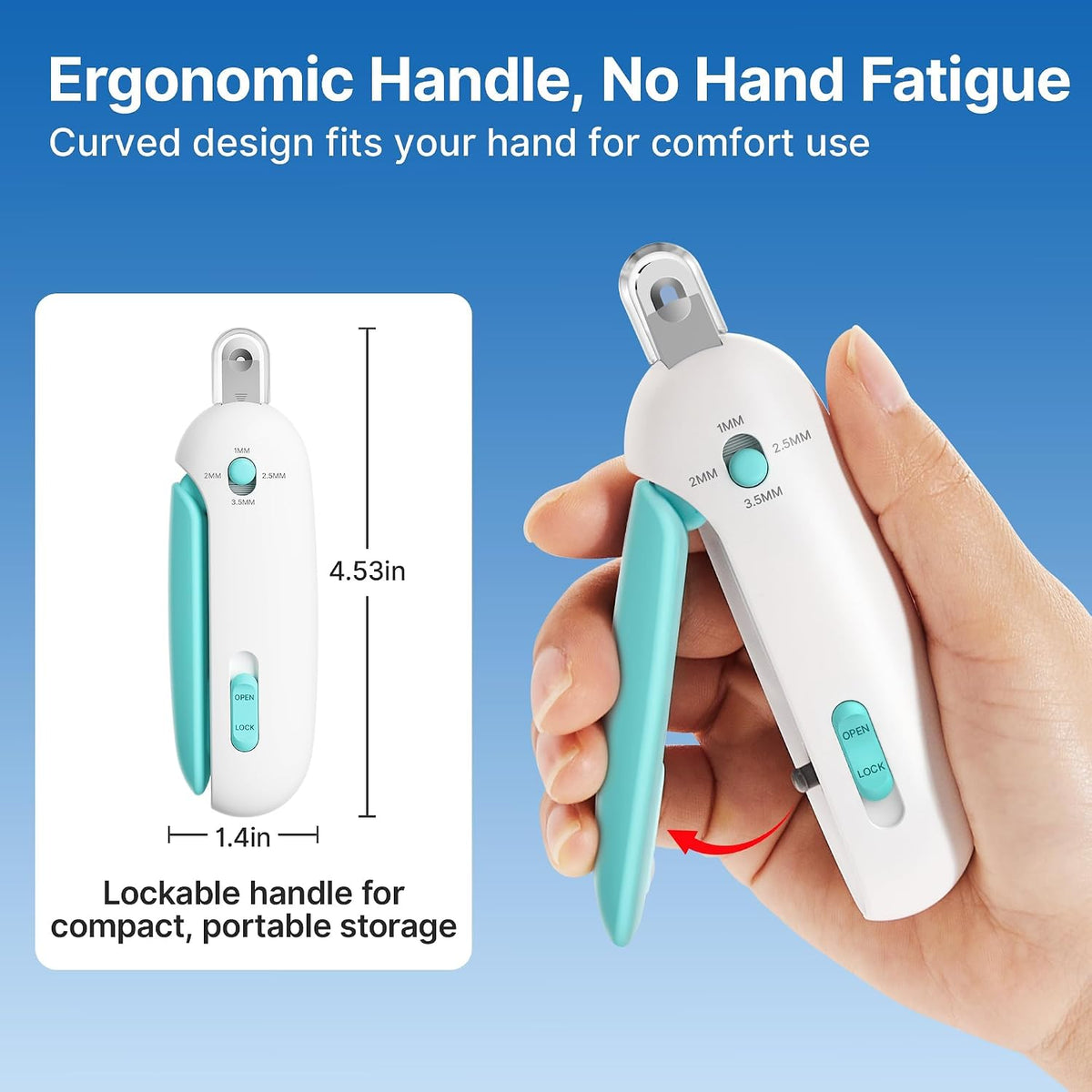 Ergonomic handle detail of YOOIU professional pet grooming trimmer tool