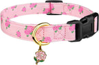 Cotton Handmade Dog Collar Cute and Distinctive Patterns White and Pink Love Heart with Pendant for Girl Boy Dogs Collars S - Image 10