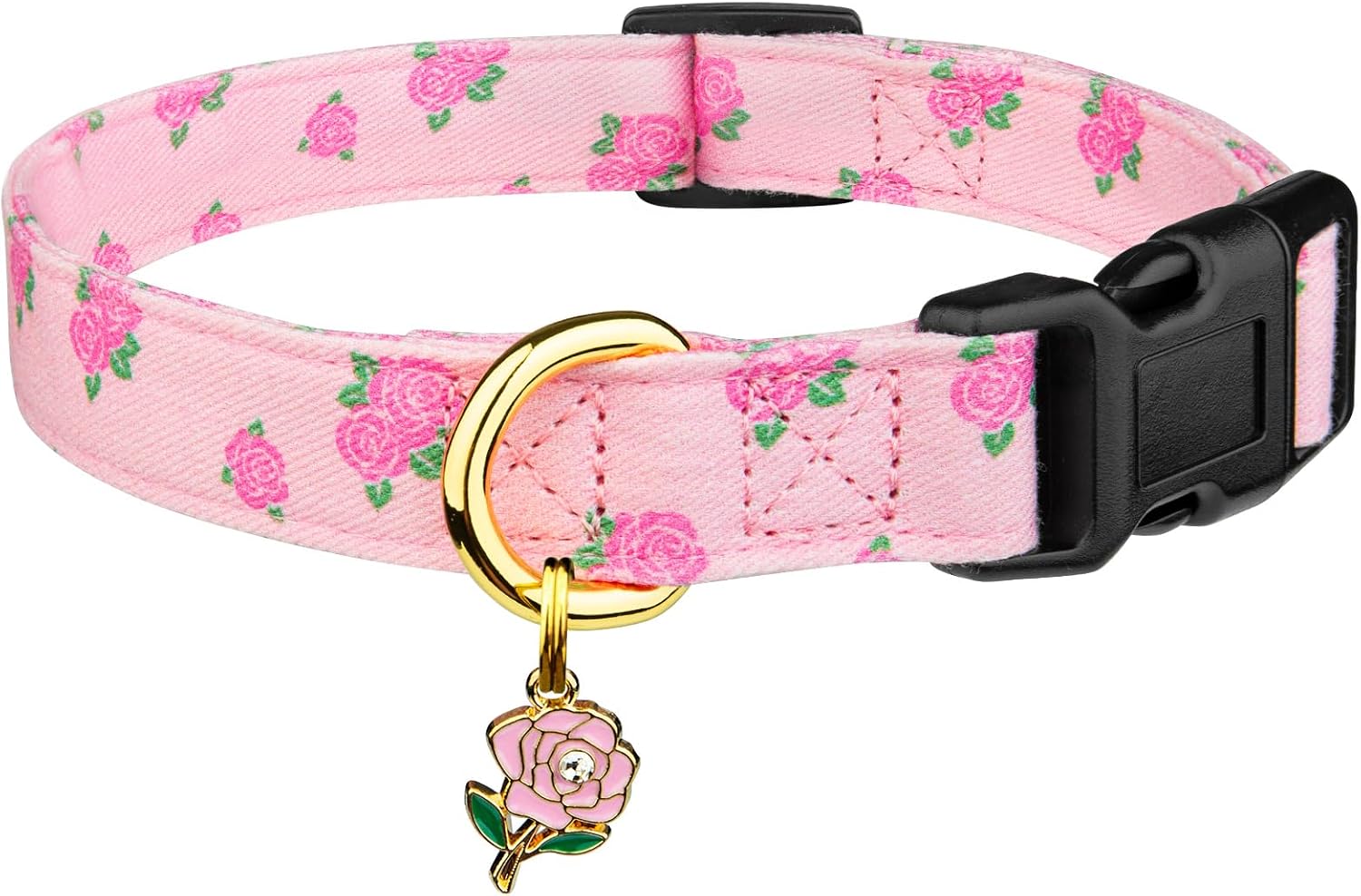 Cotton Handmade Dog Collar Cute and Distinctive Patterns White and Pink Love Heart with Pendant for Girl Boy Dogs Collars S - Image 10