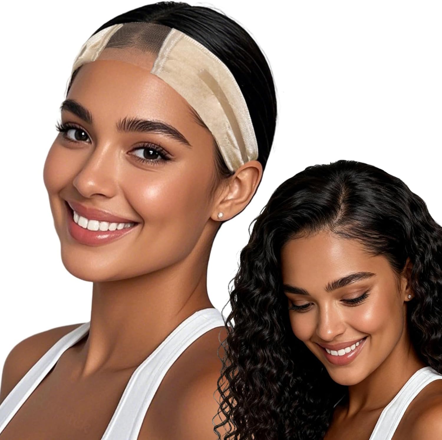PinesC Cospack silicone non slip wig grip band in light brown front view