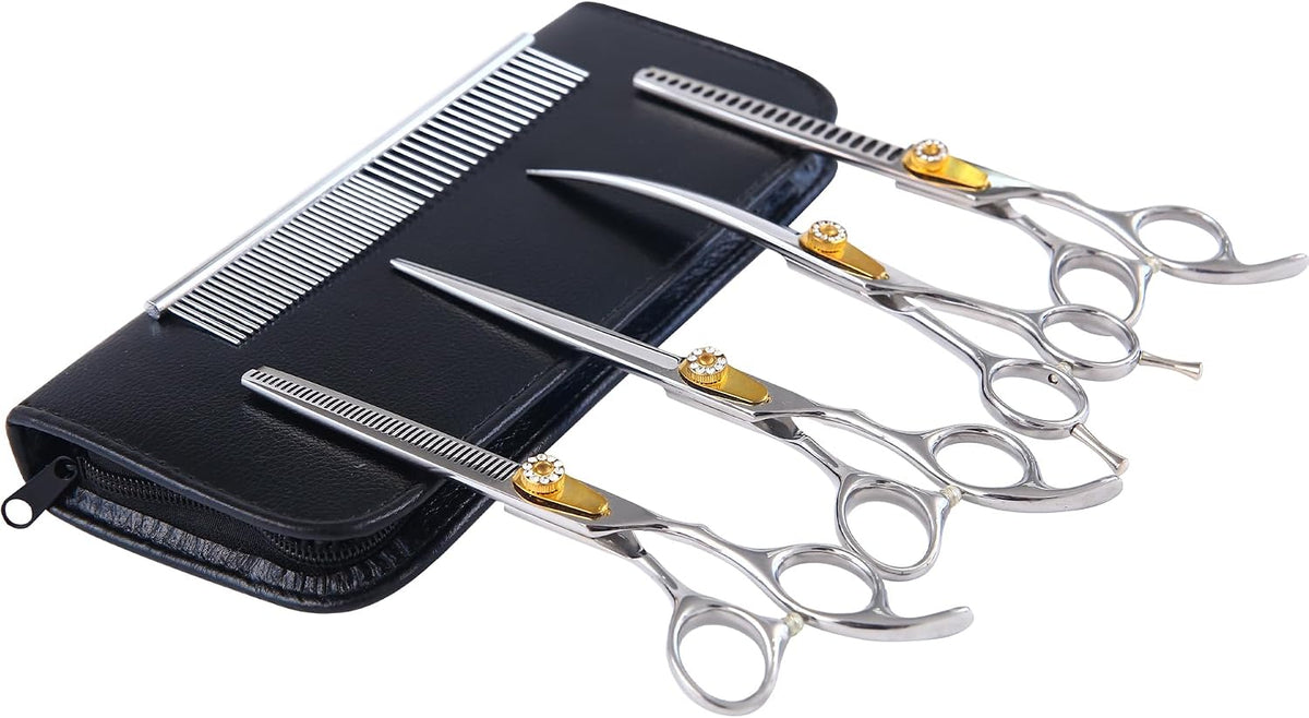 7" Curved Thinner Dog Scissor, Curved Blender Scissors, 40 Teeth, 30% Thinning Rate, Professional Pet Shear for Groomer, Ergonomic Dog Grooming Scissor, Dogs Shear for Grooming - Image 12