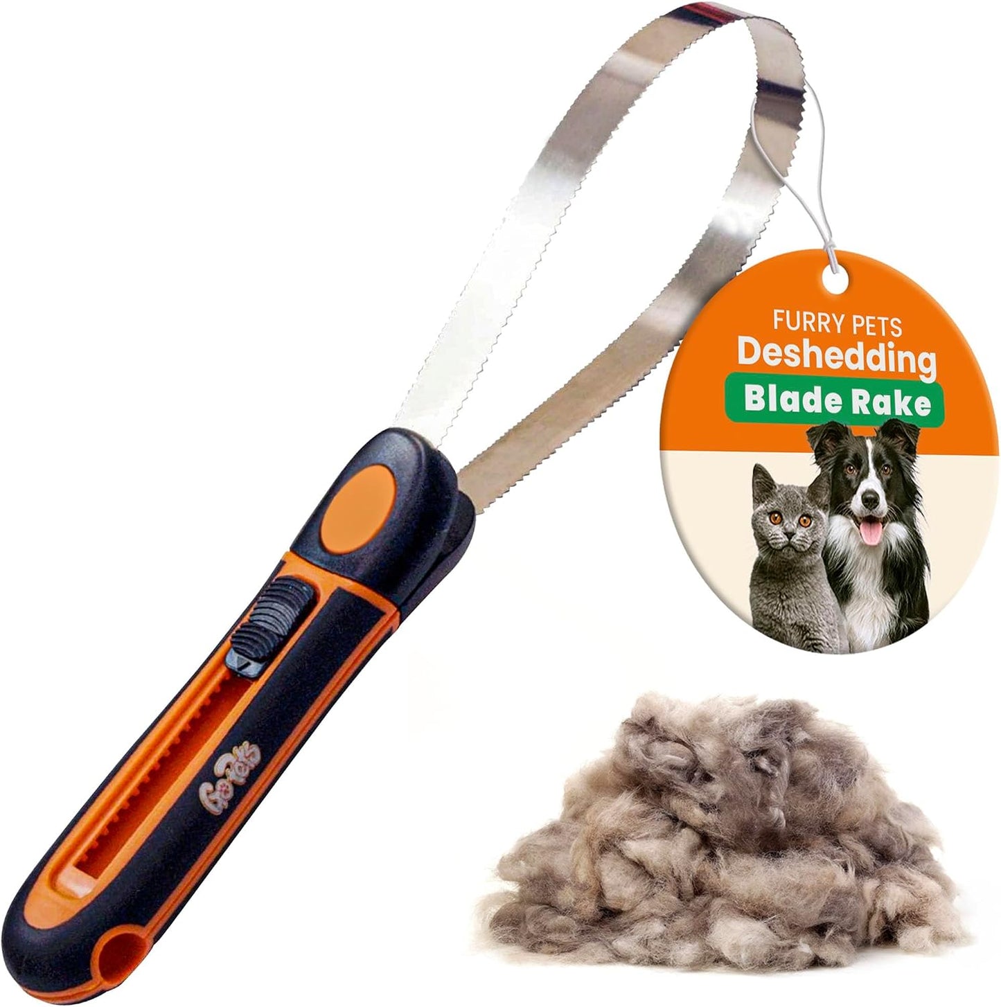 GoPets deshedding blade rake front view for pet grooming