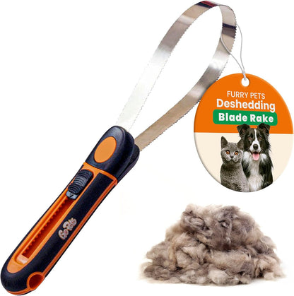 GoPets deshedding blade rake front view for pet grooming