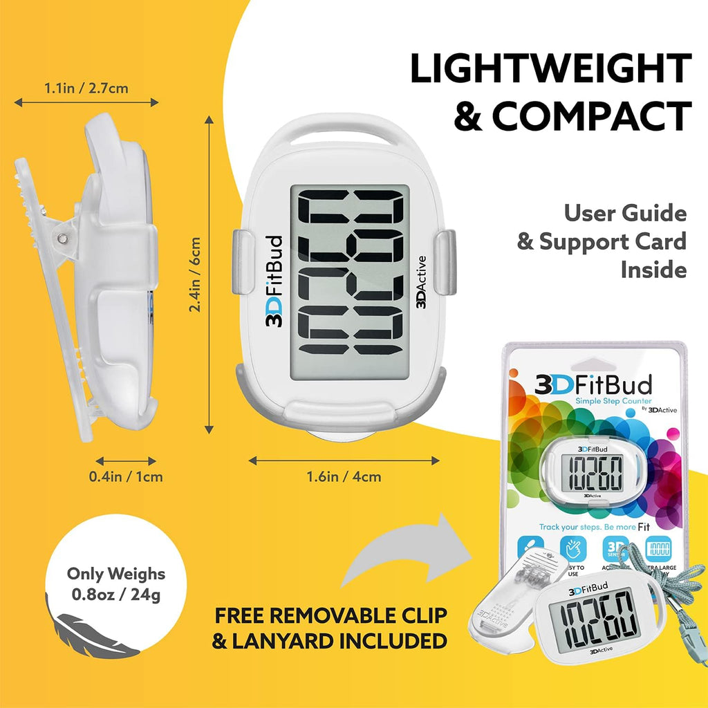 3DActive simple step counter showing the large 1.7 inch easy-read display.