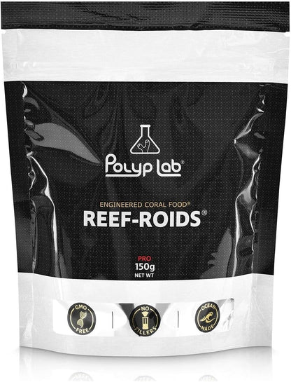 Polyp Lab Professional Reef Roids 150 Grams pouch front view showing engineered coral food packaging.
