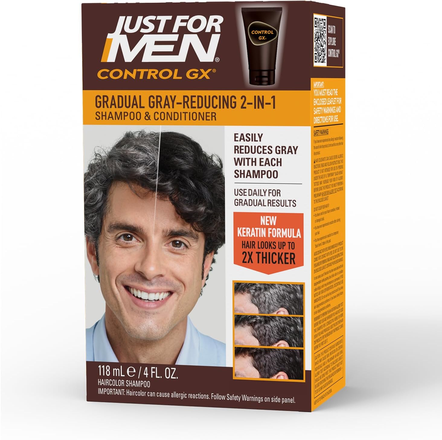 Just For Men Control GX Grey Reducing 2 In 1 Shampoo front view