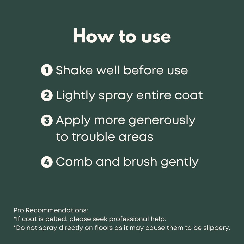 Paraben and silicone free leave in dog conditioner for pain free brushing
