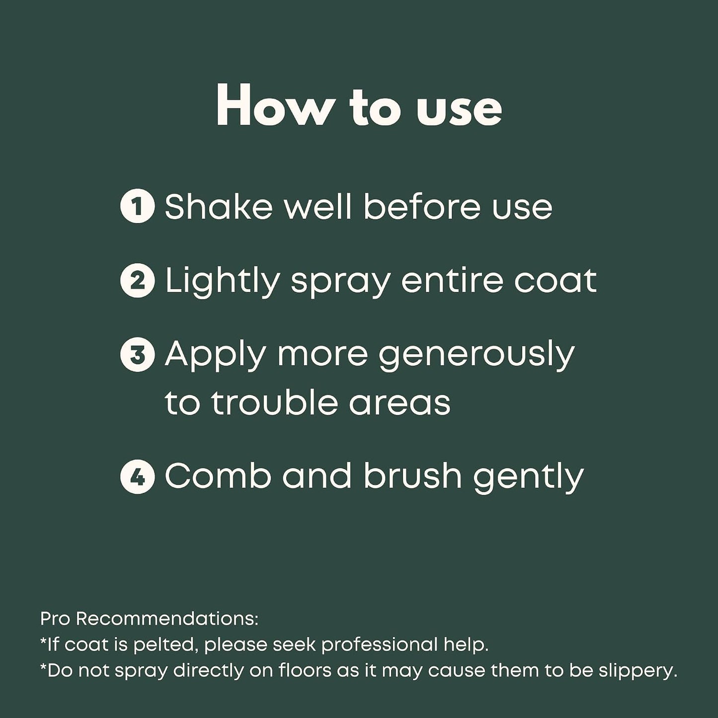 Paraben and silicone free leave in dog conditioner for pain free brushing