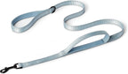 Adjustable dog car safety strap in black blue and orange