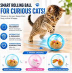Side view of Sidmund cat ball with realistic plush mouse inside