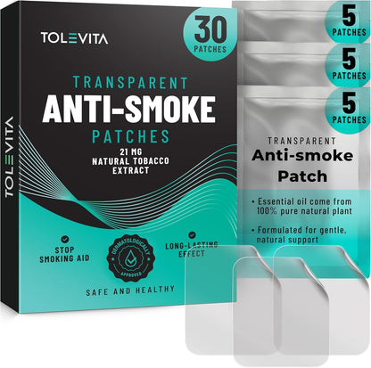TOLEVITA Anti Smoke Herbal Patches 21mg front packaging for smoking cessation.