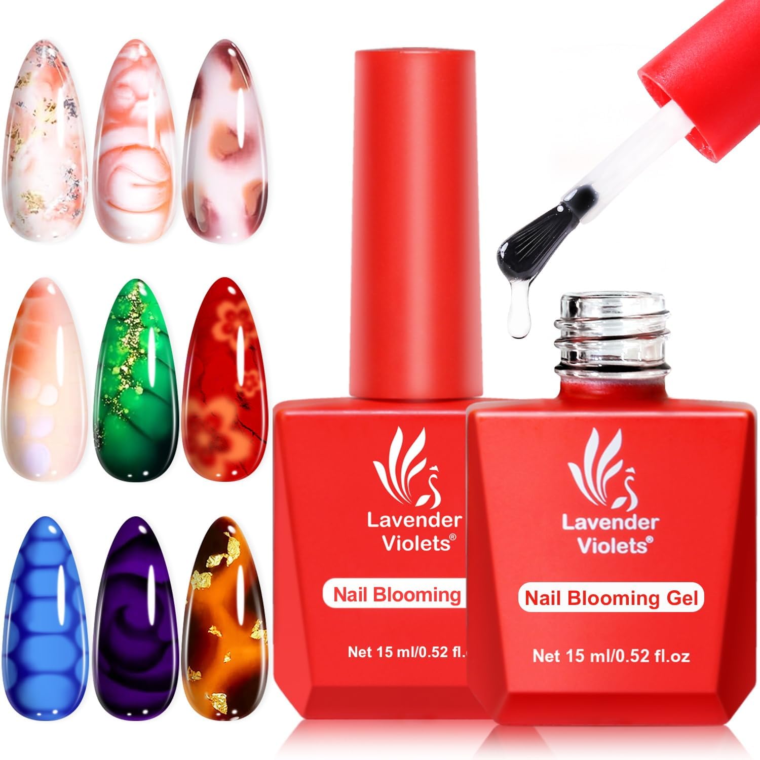 Lavender Violets 2pcs blooming gel set front view for nail art