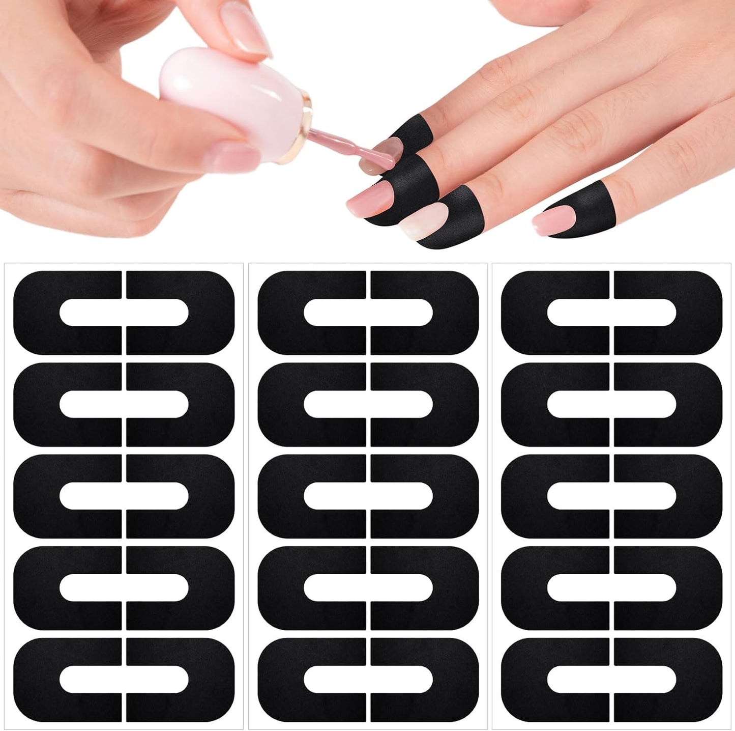 Isslly 30 Piece Nail Polish Protector front packaging view highlighting U-shaped black cuticle guard stickers