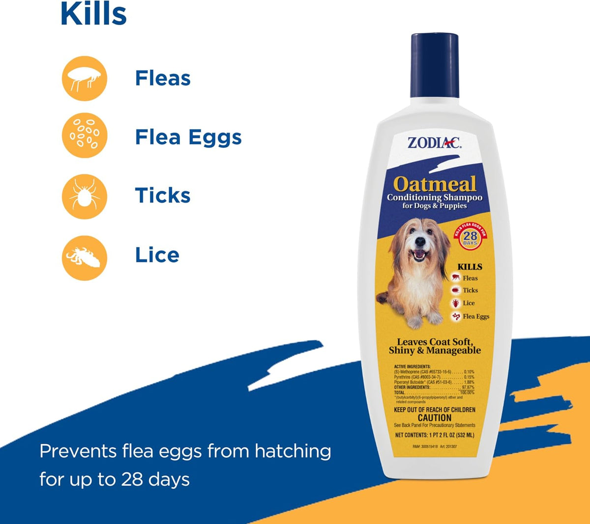 Zodiac conditioning shampoo for pets back label details