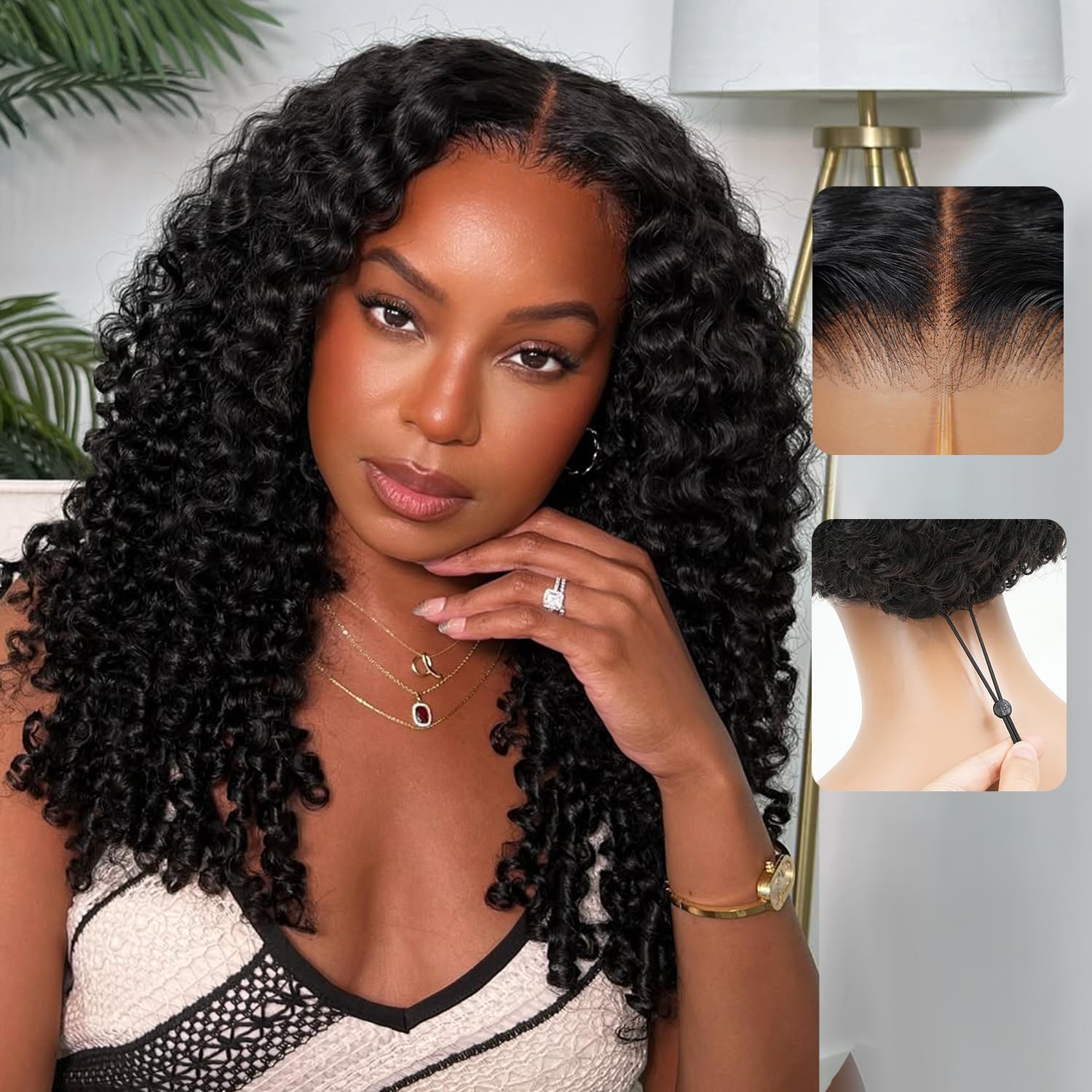 Liqusee Burmese curly glueless human hair wig front view showing defined spiral curls and natural hairline.