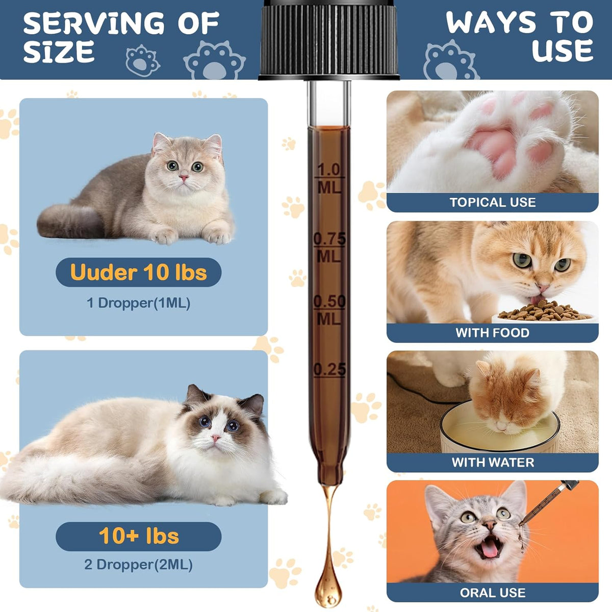 Petrivium salmon flavored L-lysine drops mixed with cat food
