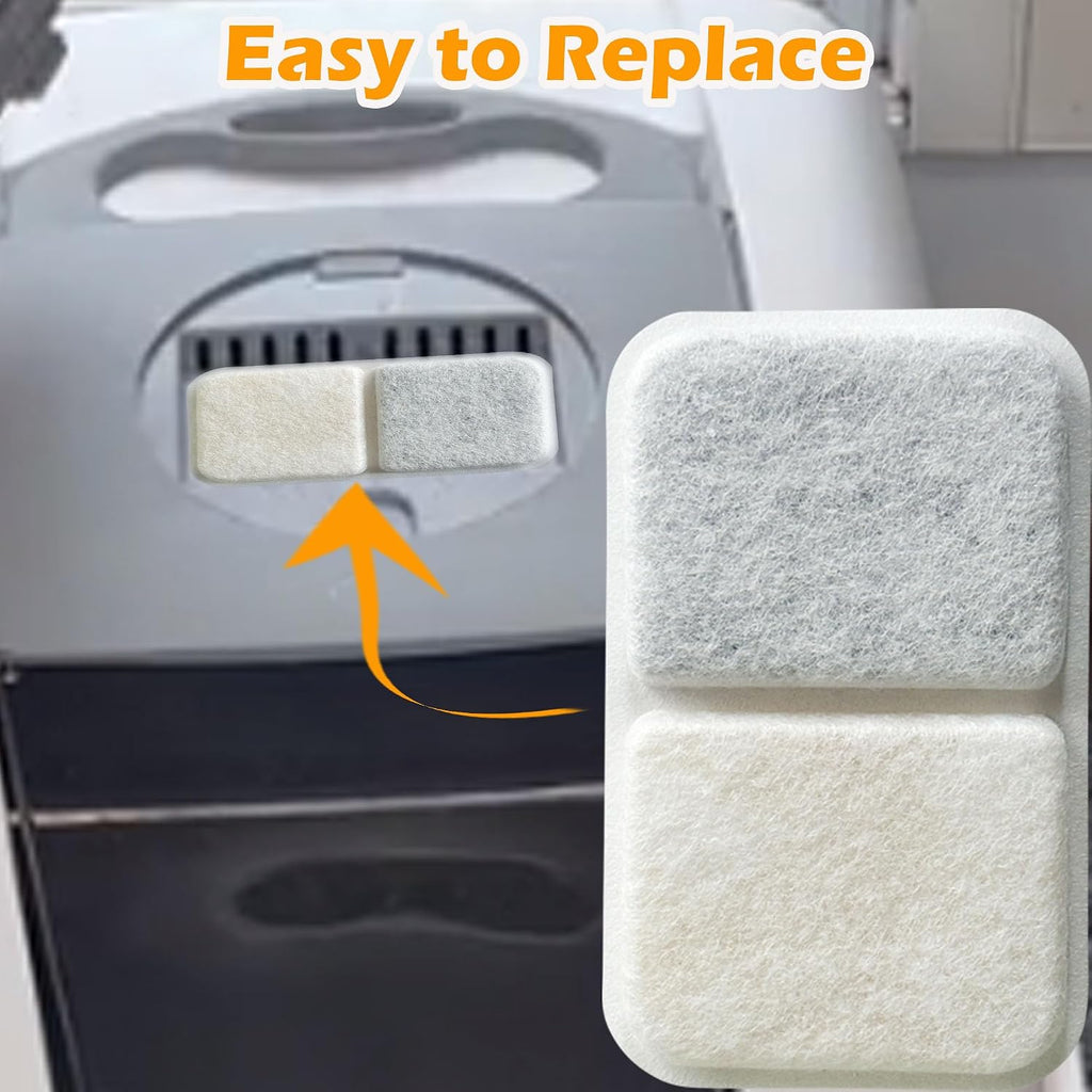 TeurWone odor absorbing charcoal filters dimensions and cotton mesh layer detail