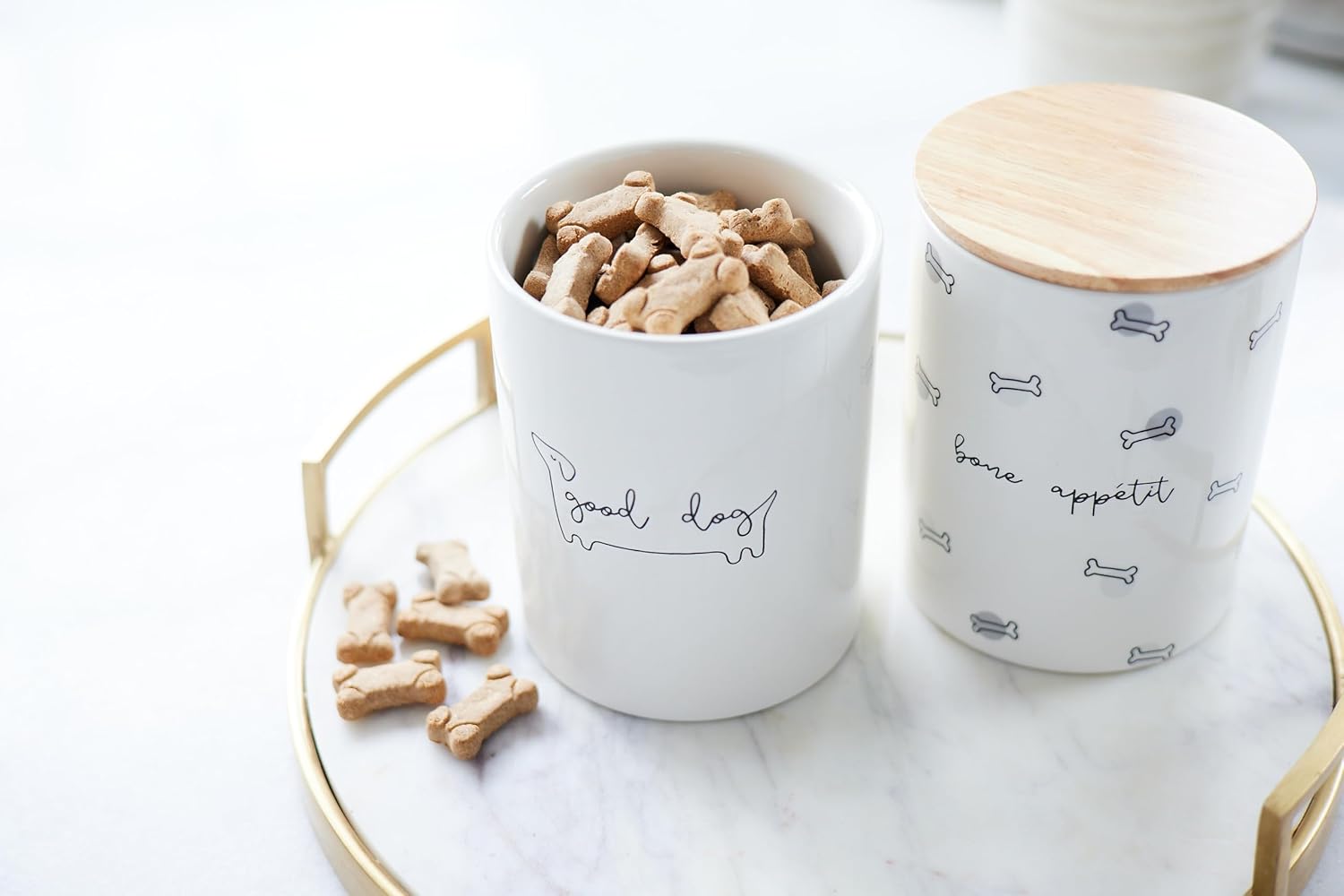 Pearhead stylish pet treat storage in a modern kitchen setting