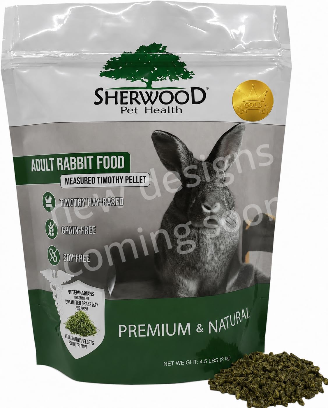 Sherwood Pet Health Adult Rabbit Food Timothy Hay Pellet front view packaging for bunny digestive health.