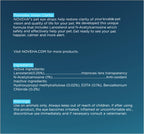 Two vials of NOVEHA pet eye drops 10 milliliters package showing ingredients