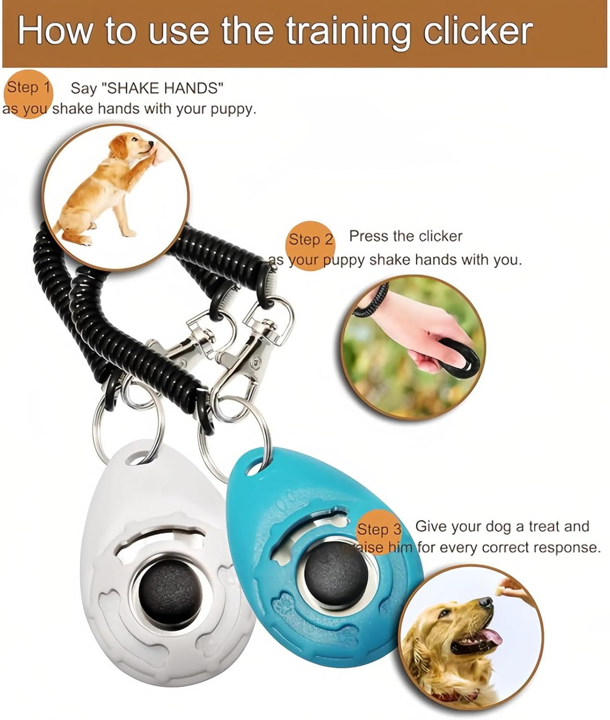Dark blue dog clicker for puppy cat and bird positive reinforcement training