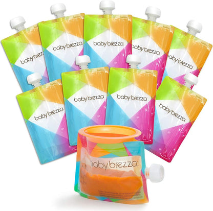 Baby Brezza Reusable Baby Food Storage Pouches 10 Pack front packaging view