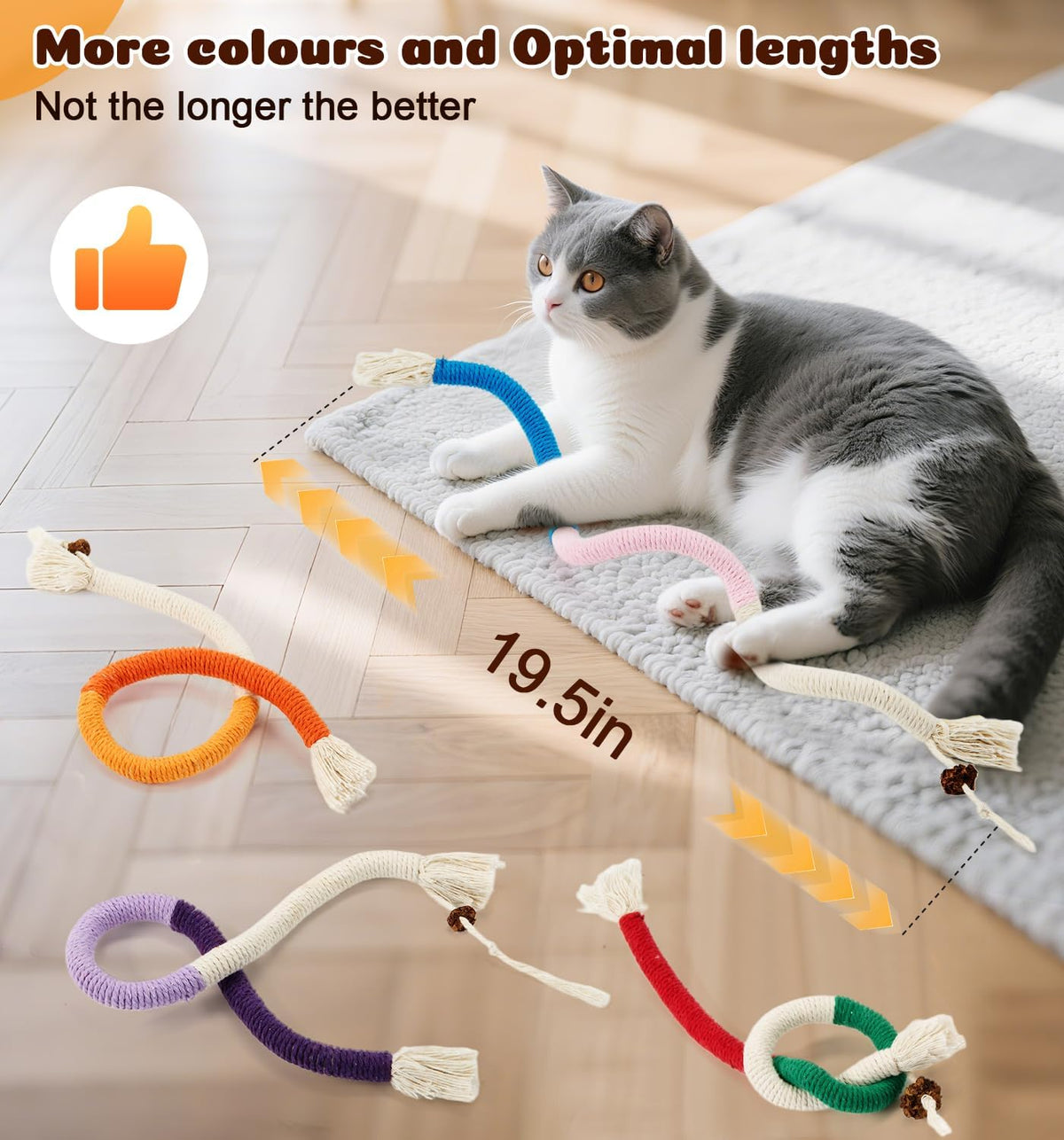 Kitten playing with Dgerp organic cotton dental chew rope