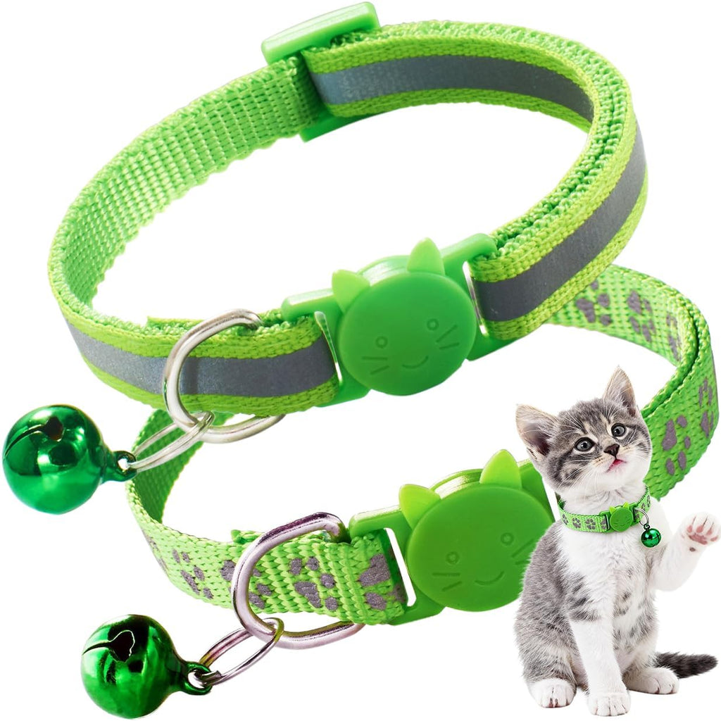 2 Pack Breakaway Cat Collar with Bells, Claw Print Reflective Kitten Collars Safety Buckle Adjustable for Girl and Boy Kitty Pets, Black - Image 13