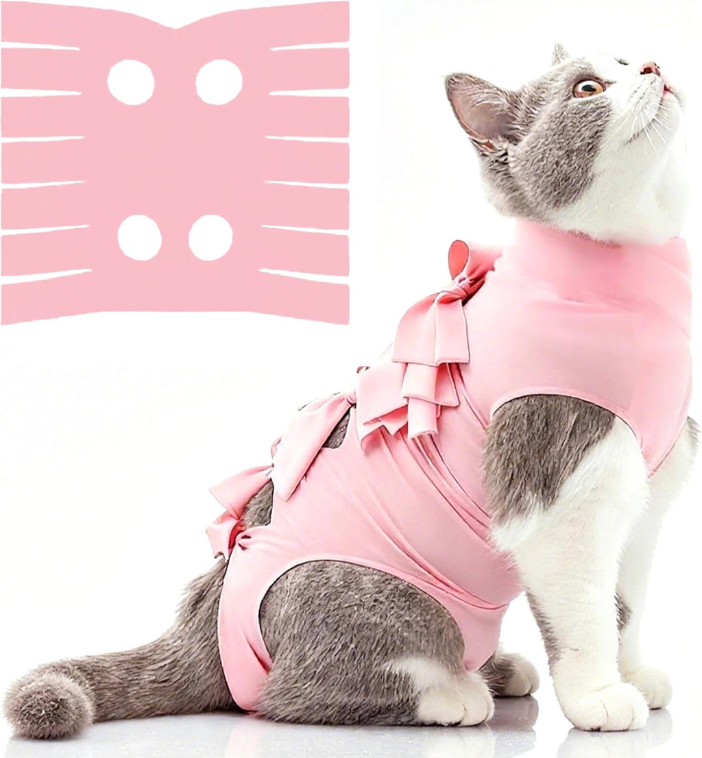Cat Recovery Suit Anti Licking, Cat Surgery Recovery Suit Female Cats Kitten Onesie After Spay, Cone of Shame Alternative, Post- Surgery Kitten Surgical Clothes for Abdominal Wounds(Pink,S) - Image 12