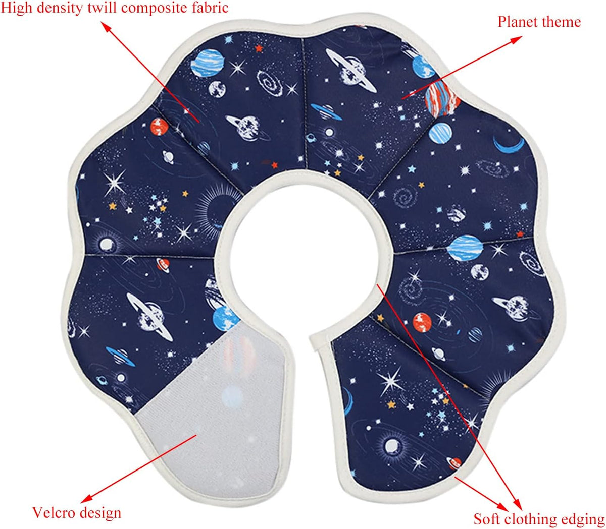 QIYADIN adjustable pet Elizabethan collar showing the blue planet pattern