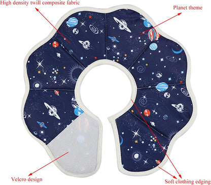 QIYADIN adjustable pet Elizabethan collar showing the blue planet pattern