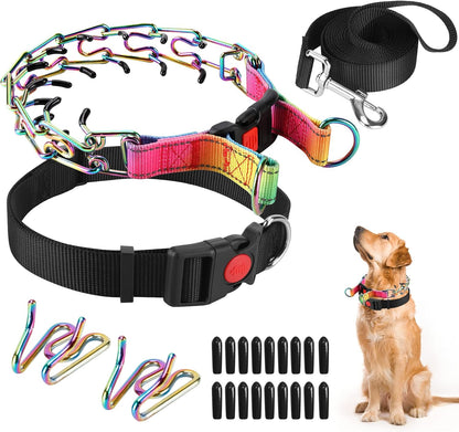 Prong Training Collar with Comfort Tips and Quick Release Snap Buckle - Dog Choke Pinch Collar with Nylon Cover - Image 14