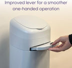 Close-up perspective of the open lid on the Litter Genie XL Plus Pail displaying the easy drop mechanism for soiled cat litter.