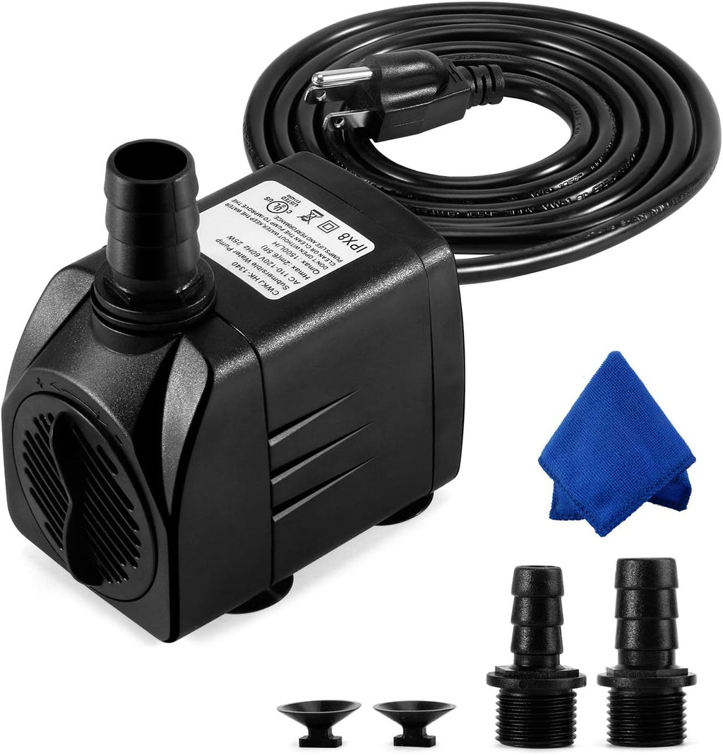Cwkj fountain pump front view showing black motor housing