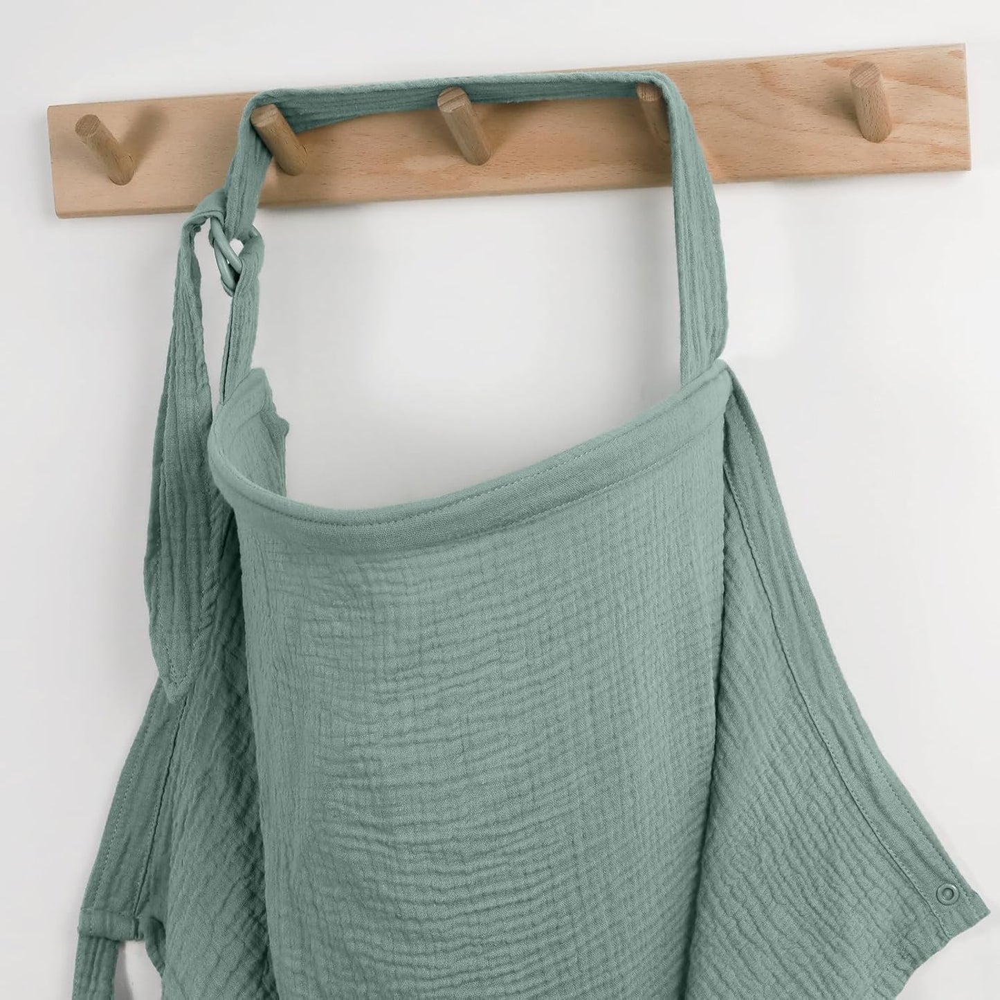Blissful Diary muslin nursing cover Roman Green front view for breastfeeding