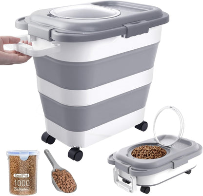10-13 Lbs Dog Food Stroage Container, Collapsible Dog Food Containers with Airtight Lid, Pet Food Scoop, Pet Food Storage Container Dry Food for Dog, Cat and Other Pets - Image 12