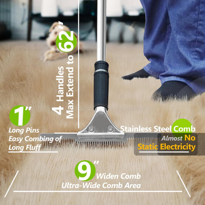 Close up of 1.5 inch stainless steel teeth on Zemozen carpet rake