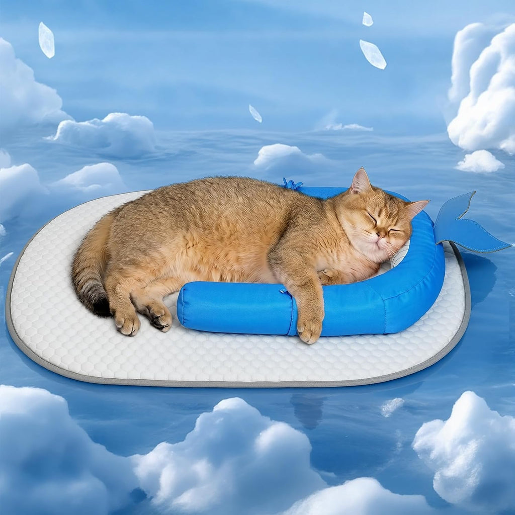 Pawfun Cat Cooling Mat with U-Shaped Pillow front view
