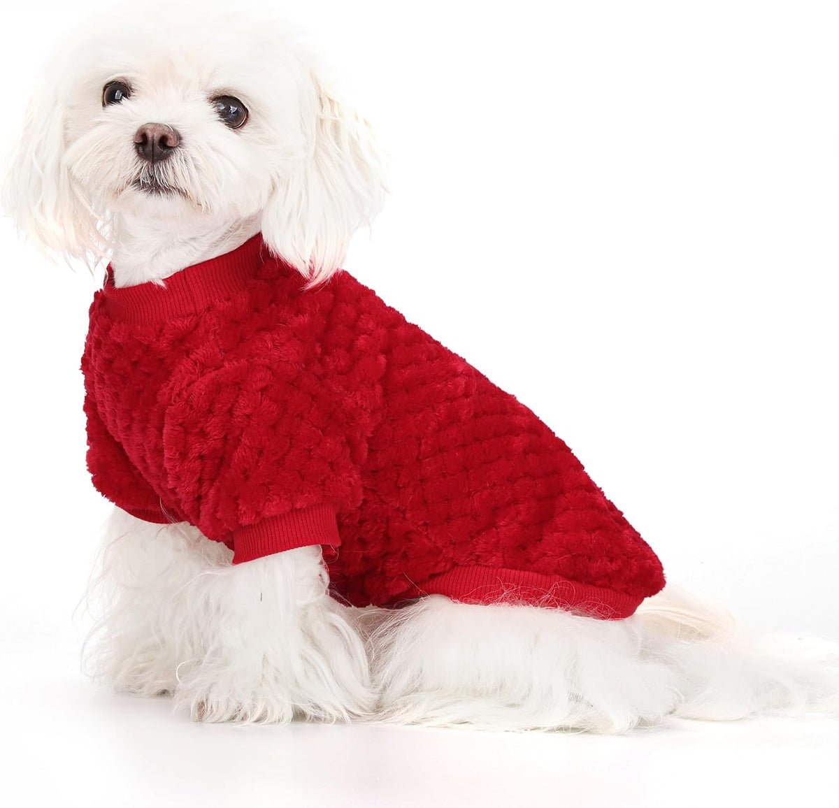 Fuzzy Pineapple Grid Dog Sweater - Ultra Soft & Warm Winter Pet Apparel, Fluffy Textured Knit for Small, Medium Dogs and Cats, Cozy Pullover Dog Coat for Cold Weather.Pink M - Image 10