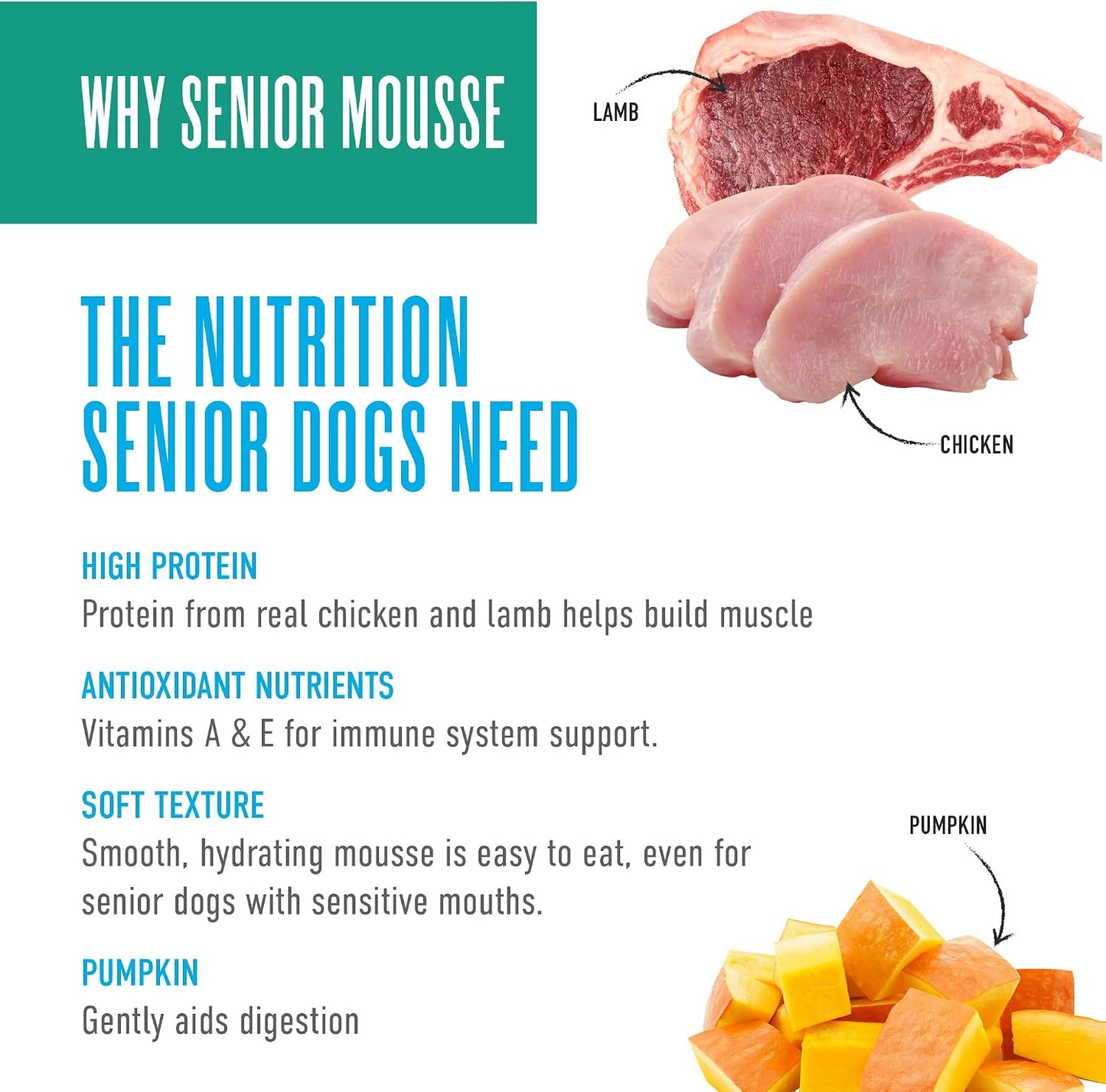 Tiki Dog Seniors Mousse Wet Dog Food, Chicken, Lamb & Pumpkin Recipe, 3.5 oz. Pouch (12 Count) - Image 7