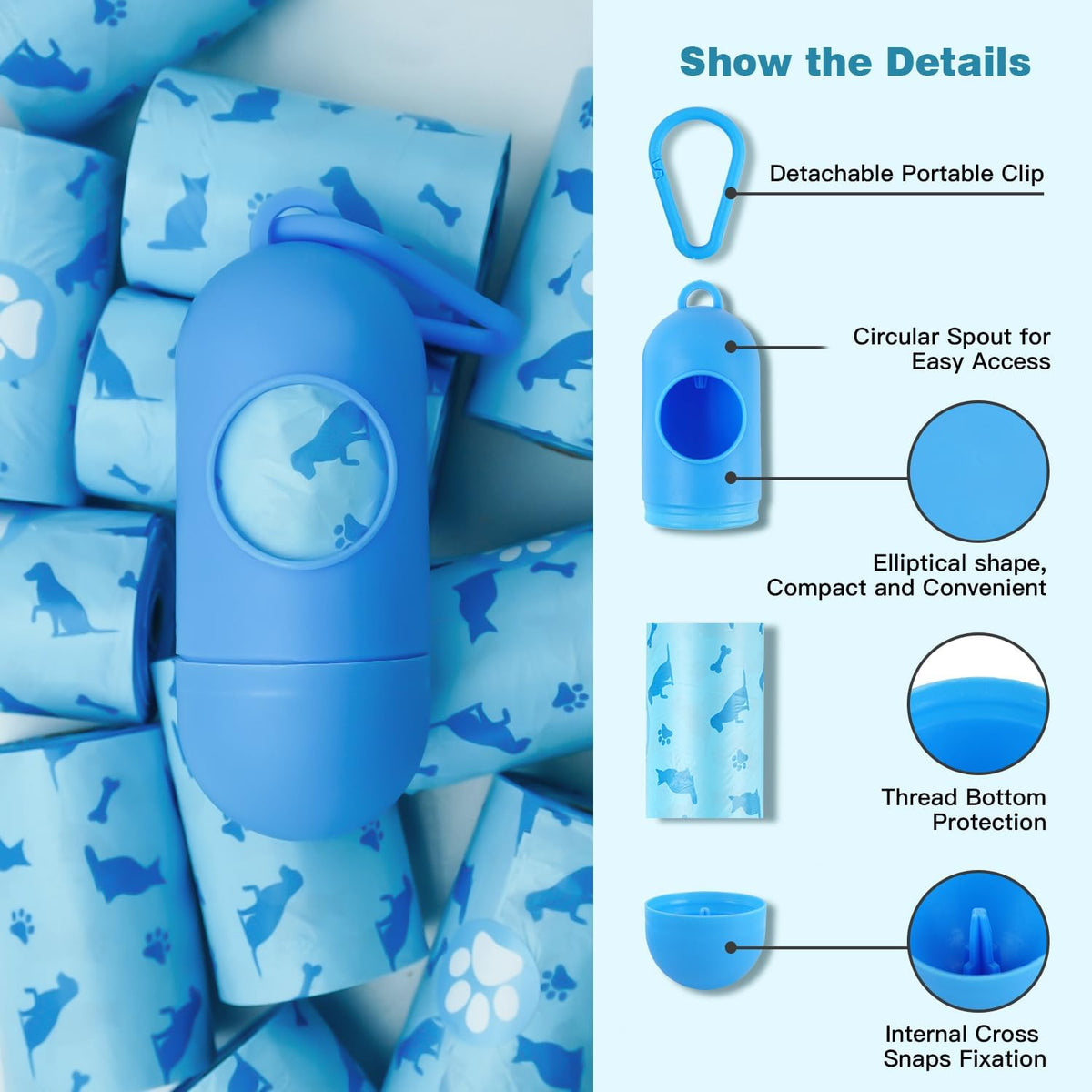 Twelve rolls of Joyeux pet trash bags providing a two hundred forty count supply.