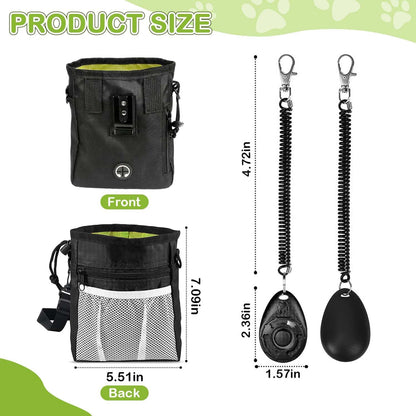 Hands free dog training pack with adjustable waist belt and metal clip attachments