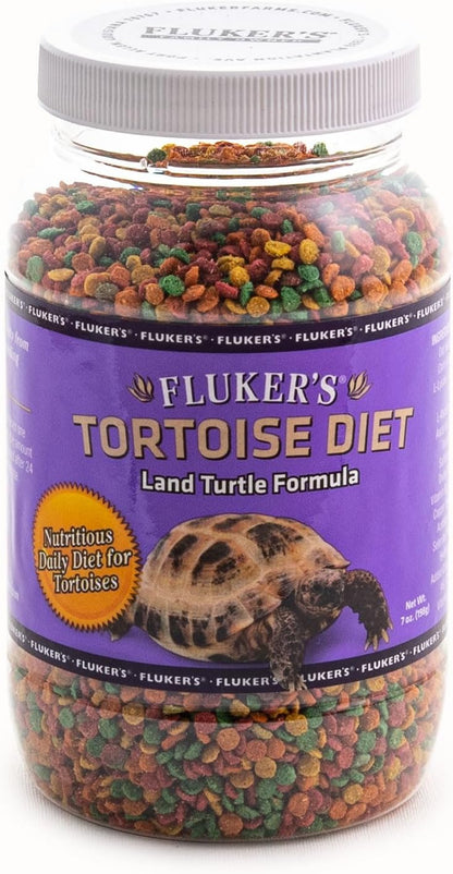 Fluker's Premium Tortoise Diet Small Pellet Food 7 Ounce jar front view daily reptile nutrition