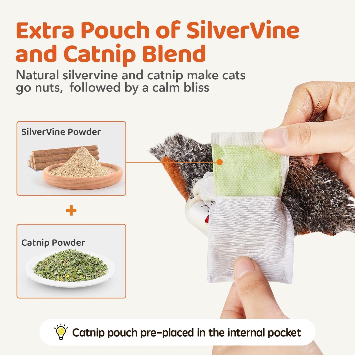 Refillable catnip pouch for Potaroma interactive cat toy