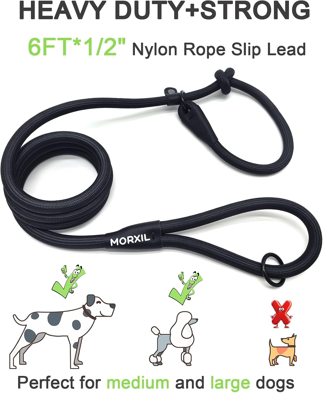 Morxil heavy duty non slip braided rope pet lead handle