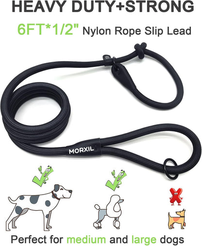 Morxil heavy duty non slip braided rope pet lead handle