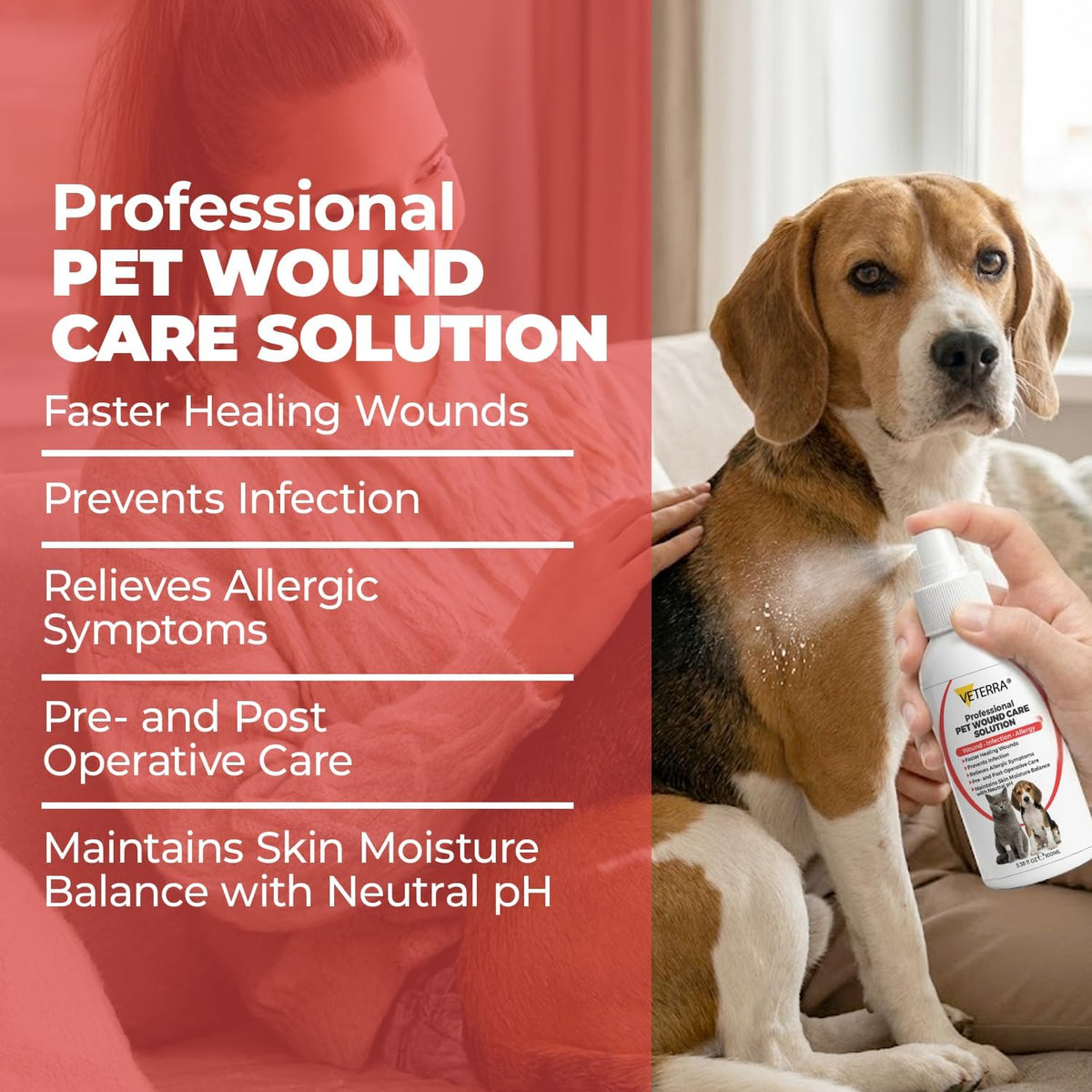 Pet first aid skin cleansing spray bottle for minor cuts and scratches