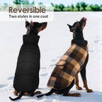 ASENKU large breed pet coat back view highlighting the built in functional treat pocket.